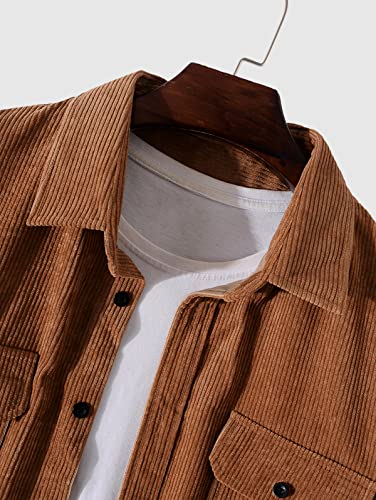 Image of ZAFUL Unisex Plaid Flannel Shirt Jacket Button Down Long Sleeve Pocket Coat Outwear | Mens Fall Clothes Lightweight Long Sleeve Button Down Flap Pocket Jacket Tops for Fall&Winter 2026