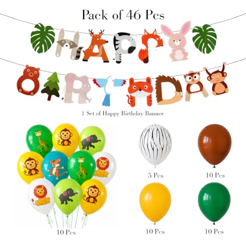 Image of Jungle Safari Birthday Party Decoration Kit, Pack of 46 pcs