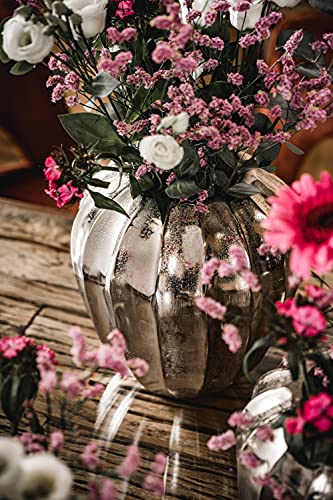 MichaelNoll Vaas bloemenvaas pot pot pot decoratieve vaas aluminium zilver decoratie modern van metaal, woonkamer en keuken, 17 cm - Afbeelding 8