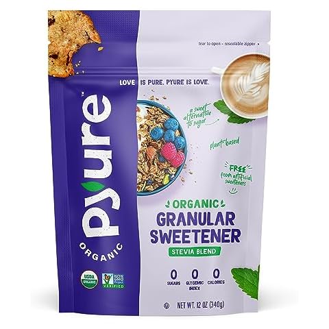Pyure Organic Stevia Blend | Granulated All-Purpose - White Sugar Substitute | Zero Carb, Zero Sugar, Zero Calorie | Plant-Based Stevia Sweetener for Keto Friendly Food | 12 oz Cover