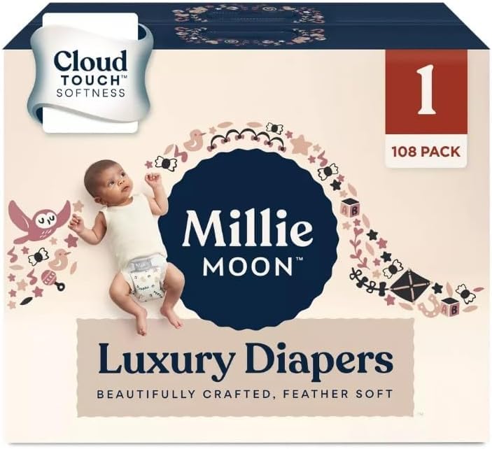 Image of Millie Moon Luxury Diapers (Size-1, Count-108) White Pack of 1