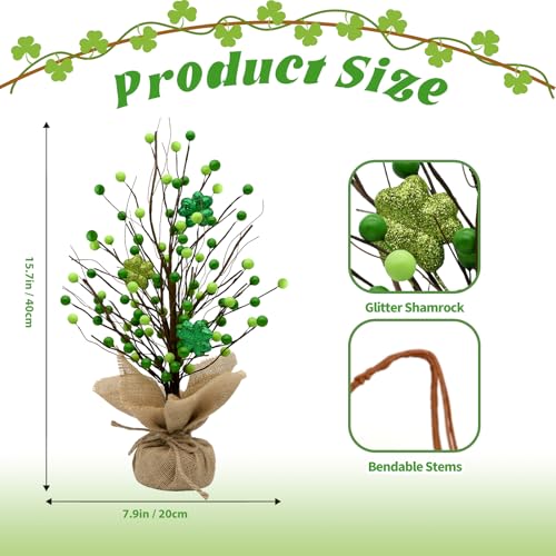 2-Pack-St-Patricks-Day-Trees-Decorations-16inch-Irish-Berry-Shamrock-Tree-Decorations-St-Patricks-Day-Tabletop-Tree-Decor-and-Centerpiece-Ideas 2 Pack St Patricks Day Trees Decorations 16inch Irish Berry Shamrock Tree Decorations St Patricks Day Tabletop Tree Decor and Centerpiece Ideas