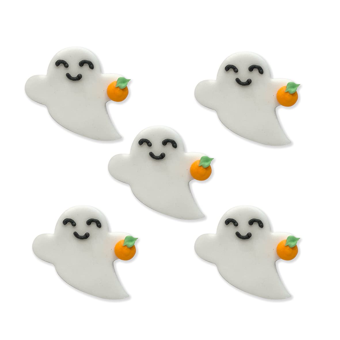 Anniversary House 5pcs Halloween Ghost and Pumpkin Edible Cake Toppers - Handcrafted Fondant Sugar Decorations for Cakes and Cupcakes - Festive Halloween Toppers for Baking Accessories