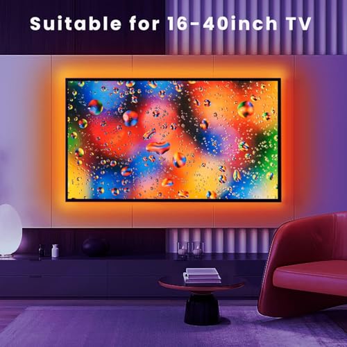 Image of Gesto 5V USB Led Strip Light - Music Sync RGB Multicolor Background Lighting for TV PC Laptop Bias Lighting Gaming Room | TV Backlight Bluetooth App. and Remote Controlled (2 Meter for 16-40 inch TV's)