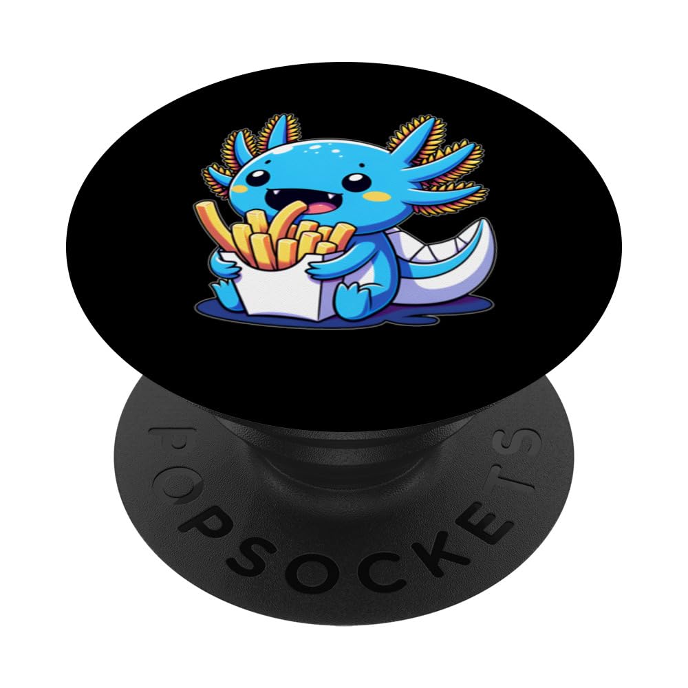 Cute axolotl french fries snax Funny axolotl PopSockets Standard PopGrip