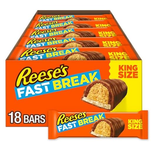 REESE'S FAST BREAK Milk Chocolate Peanut Butter King Size Candy, Bulk, 3.5 oz Bars (18 ct)