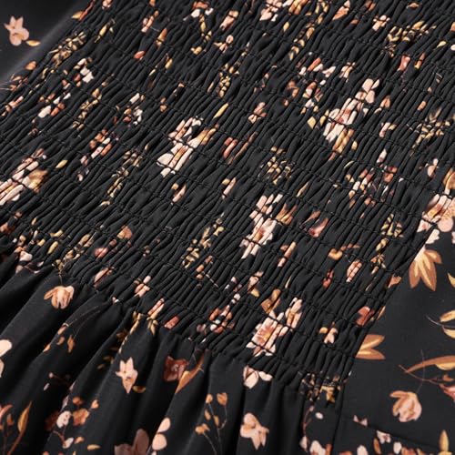 Image of Belle Poque Sun Dresses for Women Spring Summer Floral Midi Flowy Spaghetti Ruffle Wedding Guest Tea Party Dress