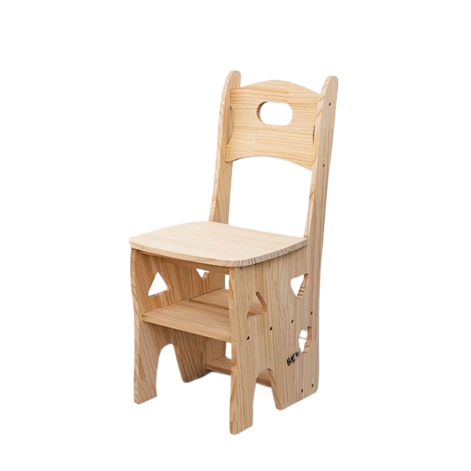 Escabeau pliant bois massif avec large marche pour maison et intérieur