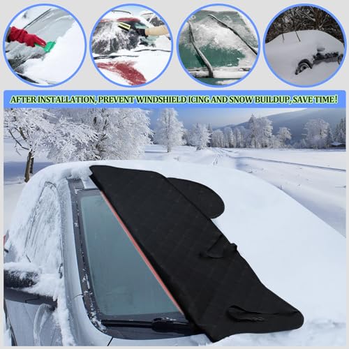 Image of Windshield Snow Cover Compatible with Lexus ES 2001-2024, Car Snow Cover, Front Windshield Sunshade, Exterior Windscreen Sun Shade, UV-Rays Sun Ice Snow Frost Protector, 4-Layer Windshield Cover