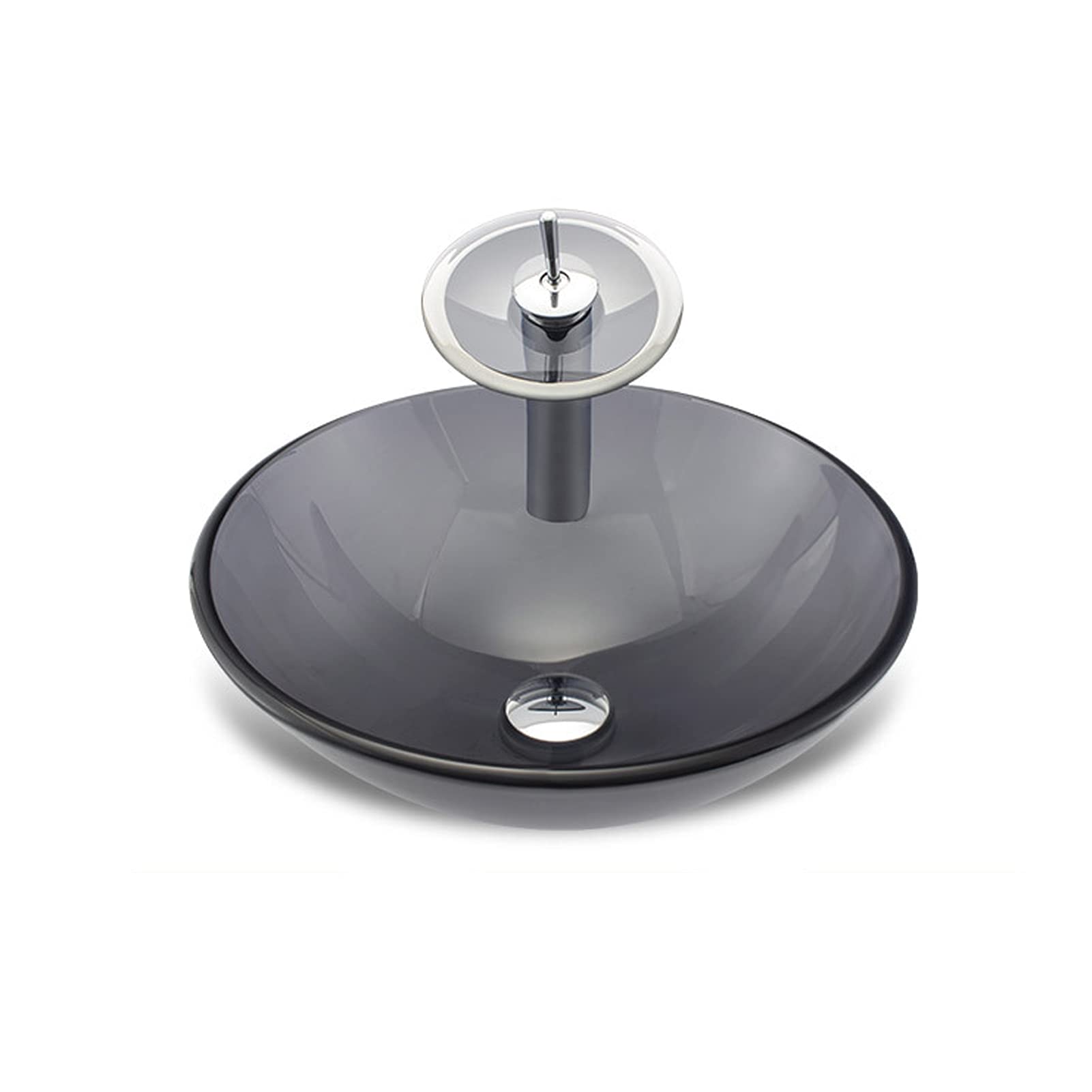 Fregadero De Vidrio De Lavado De Vidrio De Baño, Lavabo De Vidrio Conjunto De Lavabo De Baño, sobre Fondo De Contador,Grey a 5 pcs Set