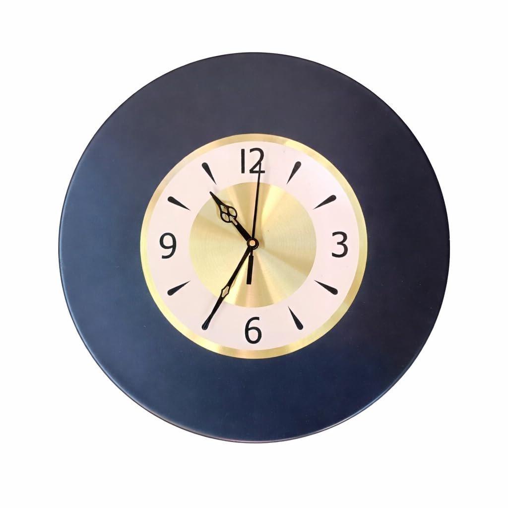 Modern 14 Inch Wall Clock for Living Room Premium Round Decorative Wall Watch for Home & Office | Black & Gold Stylish Wall Clock-picture-14