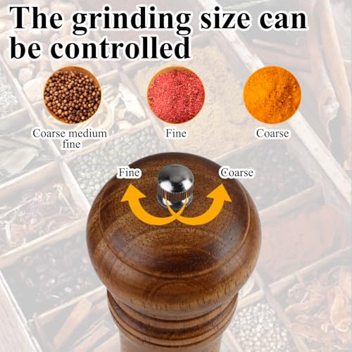 Wooden Pepper Mill 10 Inch Retro Manual Wooden Salt and Pepper Large Grinder with Adjustable Ceramic Rotor Wood Spice Mills Peppermill Grinders for Kitchen Household BBQ Restaurant - Image 6