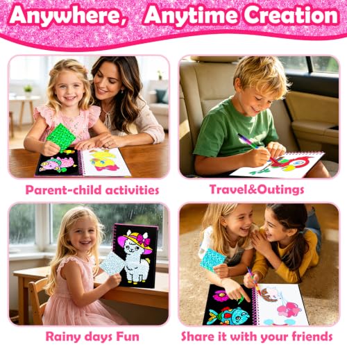 Image of FUNNYB&G Foil Art Craft Kit for Girls 4-10 Years Old: Mess-Free & No-Glue, Create 16 Sparkly Cute Pet Pictures - Perfect Travel Toy & Birthday Gift for Kids（Cute Pet）