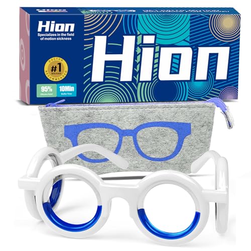 Image of Hion Motion Sickness Glasses,Relieve Carsickness Airsickness Seasickness,Ultra-Light Portable Nausea Vertigo Glasses, No Lens Liquid Glasses for Adults or Kids(Bule)