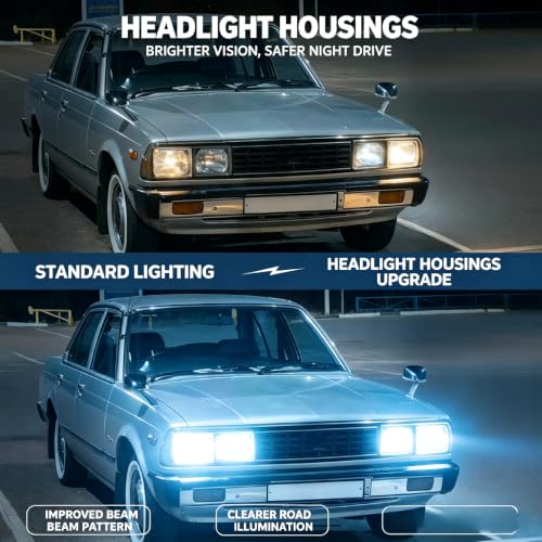 Image of Termitor H11 Focused Headlight Housing Assembly, All-Weather Metal & Glass Light Casing Set, Dual Beam Conversion Enclosure Compatible with H1 Socket Vehicles, 2 Pack