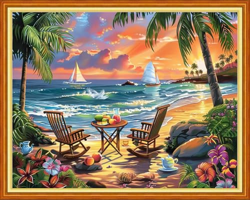 Image of Funart Stamped Cross Stitch Kits for Beginners Full Range of Cross Stitching Preprinted Embroidery Kits for Adults, 11CT Embroidery Pattern Needlepoint Kits- (ArtColors25)
