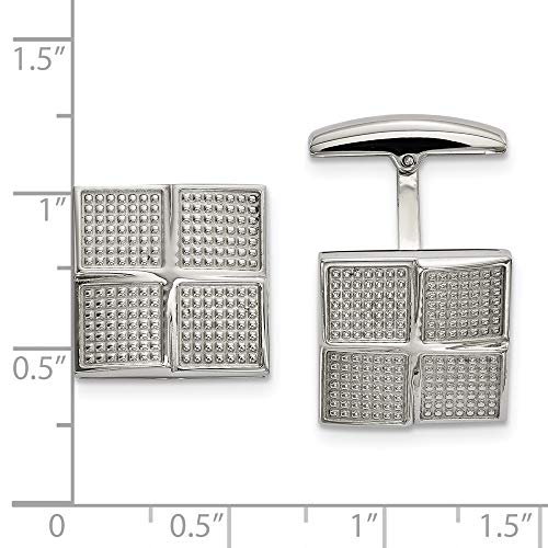 Mancuernillas cuadradas texturizadas de acero inoxidable para hombre miniatura 2