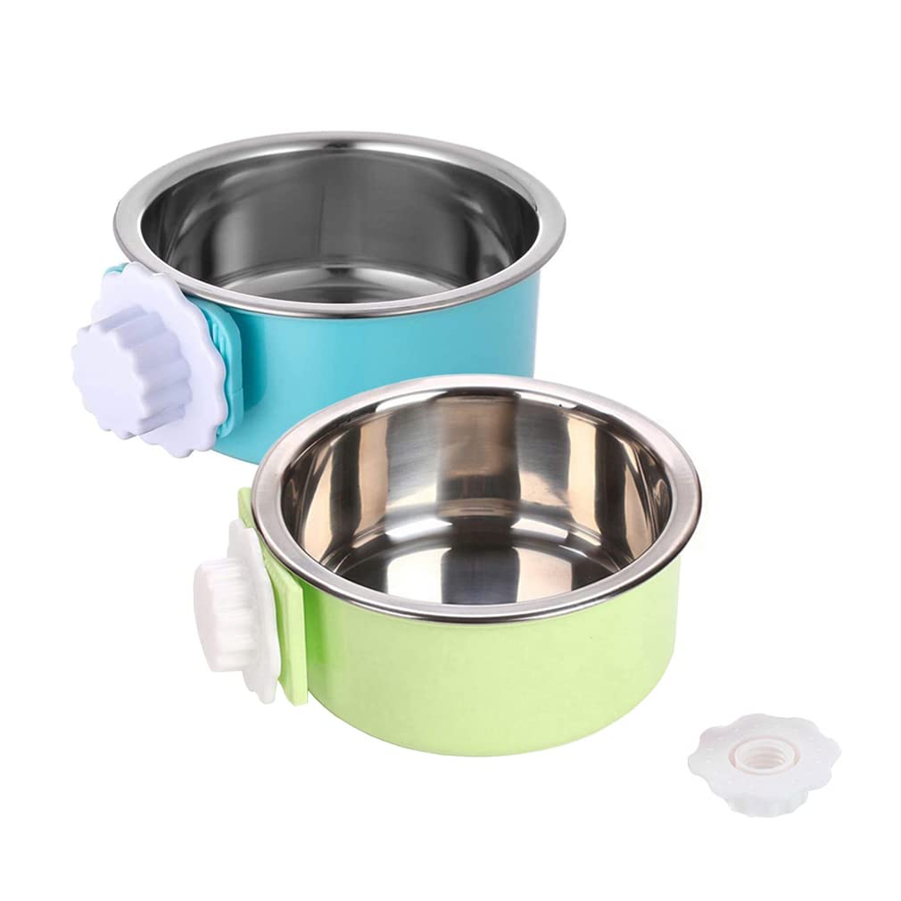 Crate Dog Bowl,Removable Stainless Steel Water Food Feeder Bowls Crate Coop Cup,Pet Cage Bowls with Bolt Holder for Cat, Puppy, Birds, Rats, Rabbits
