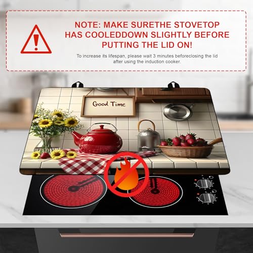 Image of Stove Top Cover Retro Flower Gas Stove Top Cover for Home Decoration Kitchen Pad Non-Stick Washable Cooktop Covers Countertop Protector Keep Stove Clean 28 inchx20 inch (Good time)
