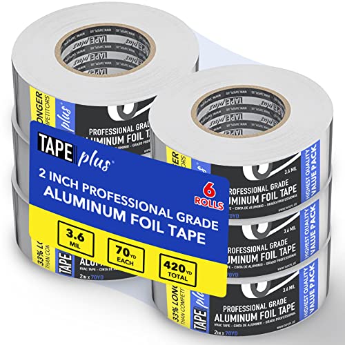 Aluminum Foil Tape 6 Pack, 2 in x 210 ft by TapePlus