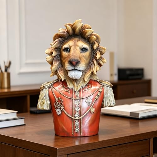Estatua Busto León Real Rojo de Resina 14"x11"x7.8" miniatura 1