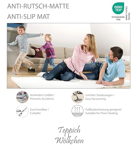 Teppich Wölkchen Teppich-Unterlage rutschfest Anti-Rutsch-Matte | Gleitschutz Teppich Stopper | Zuschneidbare Rutschmatte Universal für Schublade Auto Kofferraum | 50x80 cm