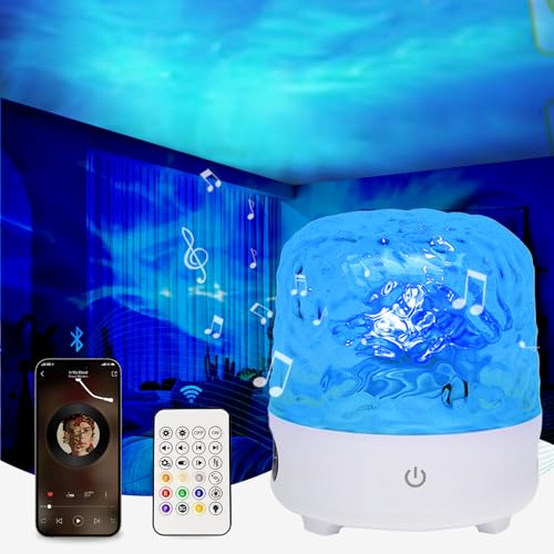 YunLone Kinder-LED-Sternenhimmel-Projektor, RGB-3D-Ozeanwellen-Lichtprojektor mit Bluetooth-Lautsprecher, 18 Lichteffekte, ferngesteuertes...