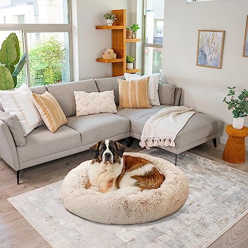 Best Friends By Sheri The Original Calming Donut Cat And Dog Bed In Shag Fur Taupe, Extra Large 45X45 #TOP1