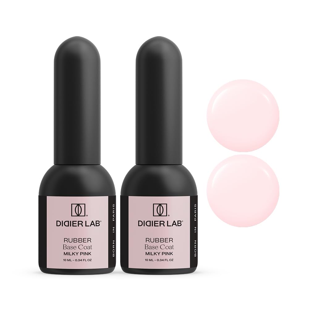 DIDIER LAB Premium Rubber Base Gel Milky Pink - LED UV Nagellack Rosa - Unterlack für Nägel - Gel Nail Polish - Base Coat UV Gel Nagellack Nudetöne -Base + Farbe 2in1 - UV Lack für Maniküre - 2x10ml