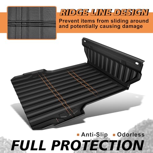 Image of TripleAliners Truck Bed Mat Compatible with Chevy Colorado /GMC Canyon 2023 2024 2025 2026 Perfectly Flush All Weather Protection TPE Heavy Duty 5FT Bed & Cab Wall Cargo Mat (w /Cab Wall Protector)