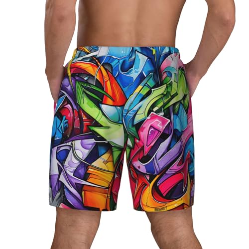 Graffiti Drawing Built-in Compression Lining Men's Double Swim Trunks Shorts Beach Shorts with Two Pockets4