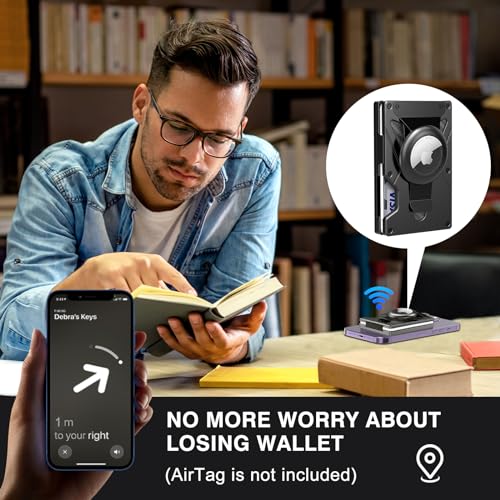 Minimalist Wallet for Men, 5 in 1 Magnetic Wallet With Airtag Holder, Money Clip & Credit Card Holder, Slim Airtag Wallet Mag Safe Wallet for iPhone Series of 15/14/13/12 Pro/ProMax2