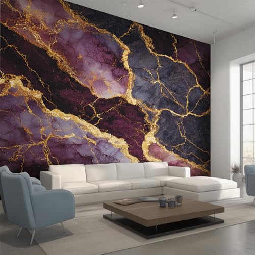 Fresque murale intissé marbre violet de haute qualité décorative pour maison
