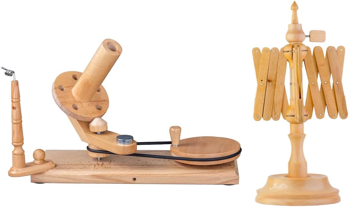 Wooden Yarn Ball Winder-Handcrafted Large Yarn Winder for Knitting&Crocheting-Hand Operated Heavy Duty Natural Ball Winder