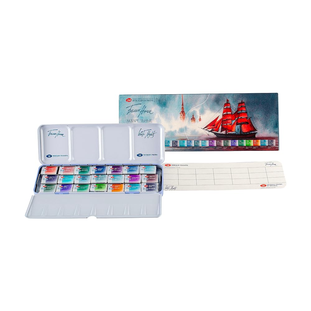 Aquarellfarben-Set „White Night“, 21 Farben, Granulation