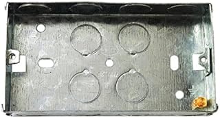 Merriway BH04062 35mm (1.3/8 inch) Depth Double 2-Gang Metal Flush Mount Back Pattress Box , Grey