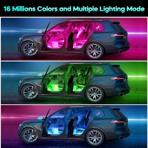 Winzwon Car LED Interior Lights, Gifts for Him Her, Car Accessories for Men Women, Car LED Strip Light with USB Port APP Control, Car Stuff Lighting Kits Decoration Car Atmosphere Lights