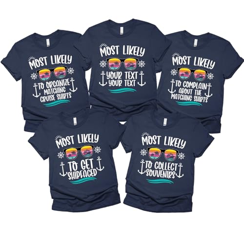 Most Likely to Custom Text T-Shirt Family Cruise Trip Matching Vacation T-Shirts, Cruise Summer Beach Matching Team Tee, Holiday Trip Matching Tshirt, Gift for All Family Members, Coworkers