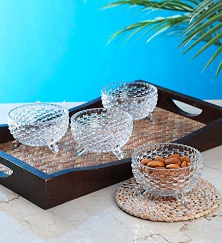 Image of WRINGO Glass Bowl for Kitchen Prep, Dessert, Dips, and Candy Dishes, Cake, Snack Bowl Set of 6 Or Nut Bowls, and Microwave Safe Clear Glass Bowls for Mixing, Storing Size 3.5 Inch (WR-08), 200 ml