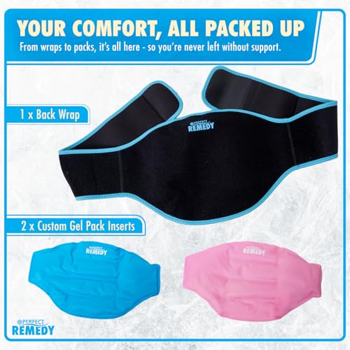 Image of Perfect Remedy Back Ice Pack Wrap for Pain Relief, Ice Packs for Injuries Reusable with 2 Gel Inserts for Lumbar Pain, Sciatica, Coccyx, Surgery Recovery, Herniated Disc Relief, Hot & Cold Therapy