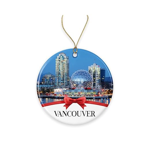 Vancouver Christmas Ornament, Christmas Ornaments Travel Souvenir Collection Gift for Family, Christmas Tree Ornament City Travel, Vancouver Travel Gift Xmas Holiday Printed on Both Sides