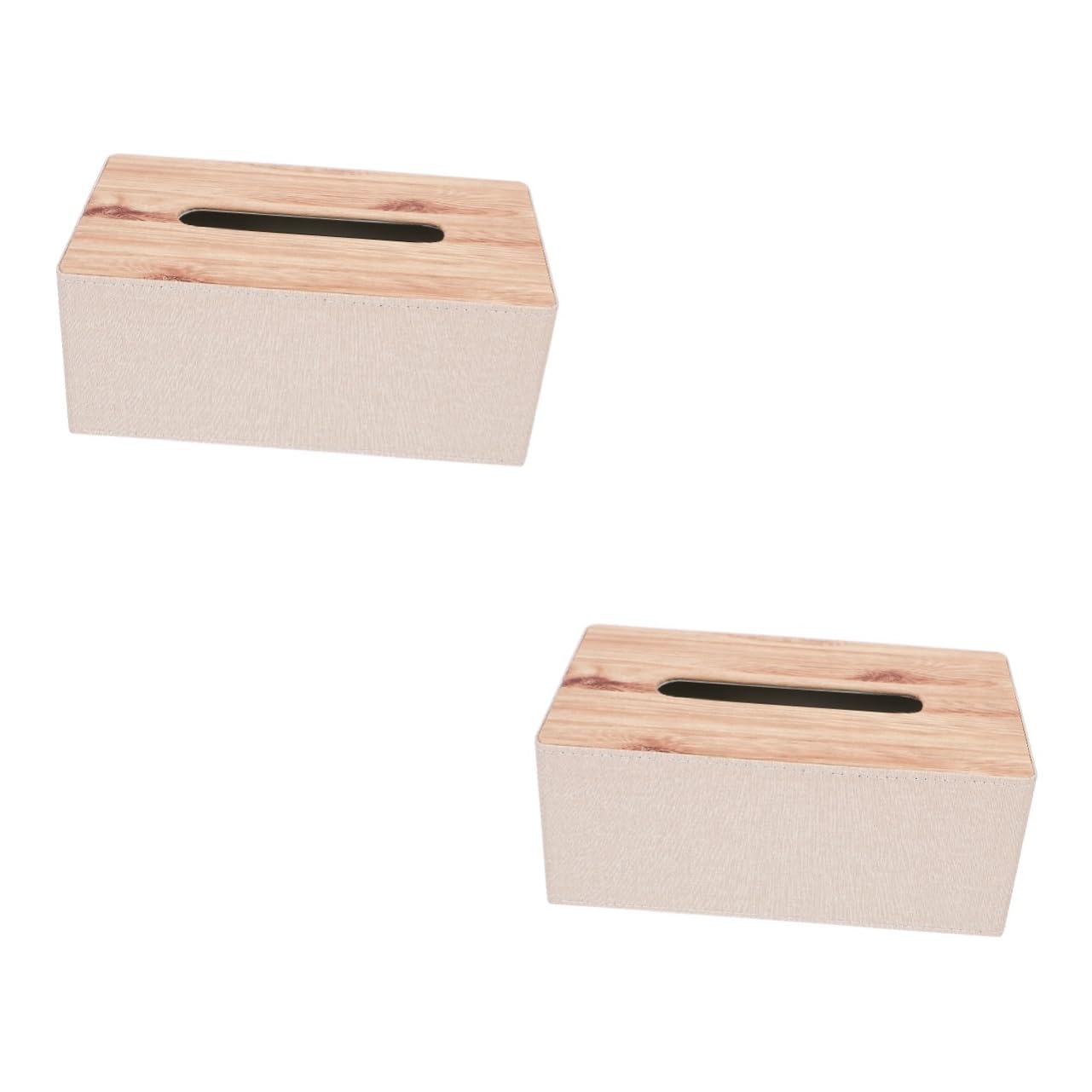Distributeur de mouchoirs luxe en cuir beige et MDF, étui raffiné pour lingettes de bébé