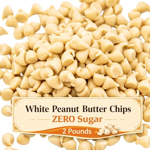 Zero Sugar White Peanut Butter Baking Chips 2 LB Bulk Bag Sugar Free Baking Chips for Cookies, Brownies, Muffins, Pancakes, Trail Mix, Dessert Toppings and Candy Making
