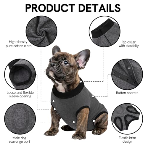 Image of SAWMONG Recovery Suit for Dogs Female Male, Cotton Breathable Dog Onesie After Surgery Spay Neuter, Professional Dog Surgical Suit, Substitute Pet E-Collar Cone (Grey, 3X-Large)