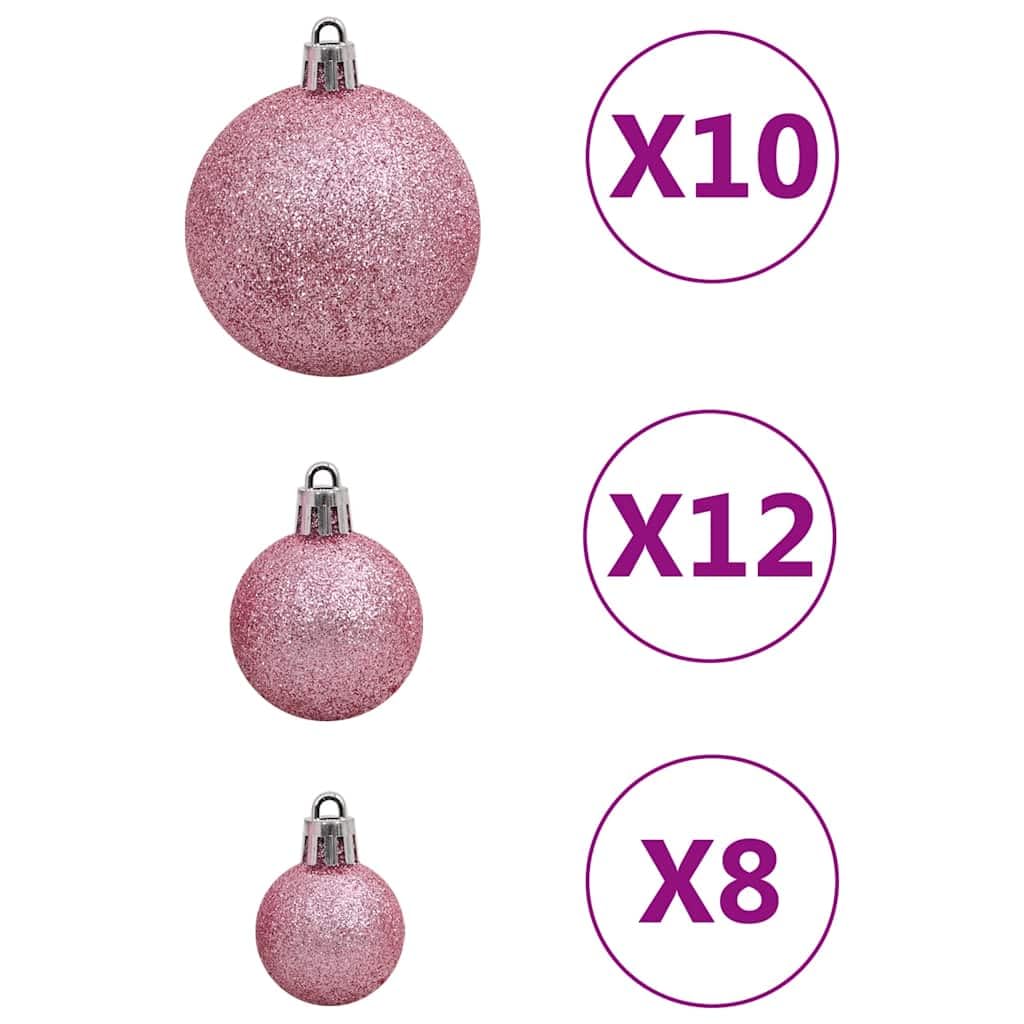 111-teilige Weihnachtskugel Set Rosa Polystyrol 3 cm 4 cm 6 cm, mit Stern und Schneeflocke, Schlaufe zum Aufhängen, für Baum und Winterdeko, Schmuck