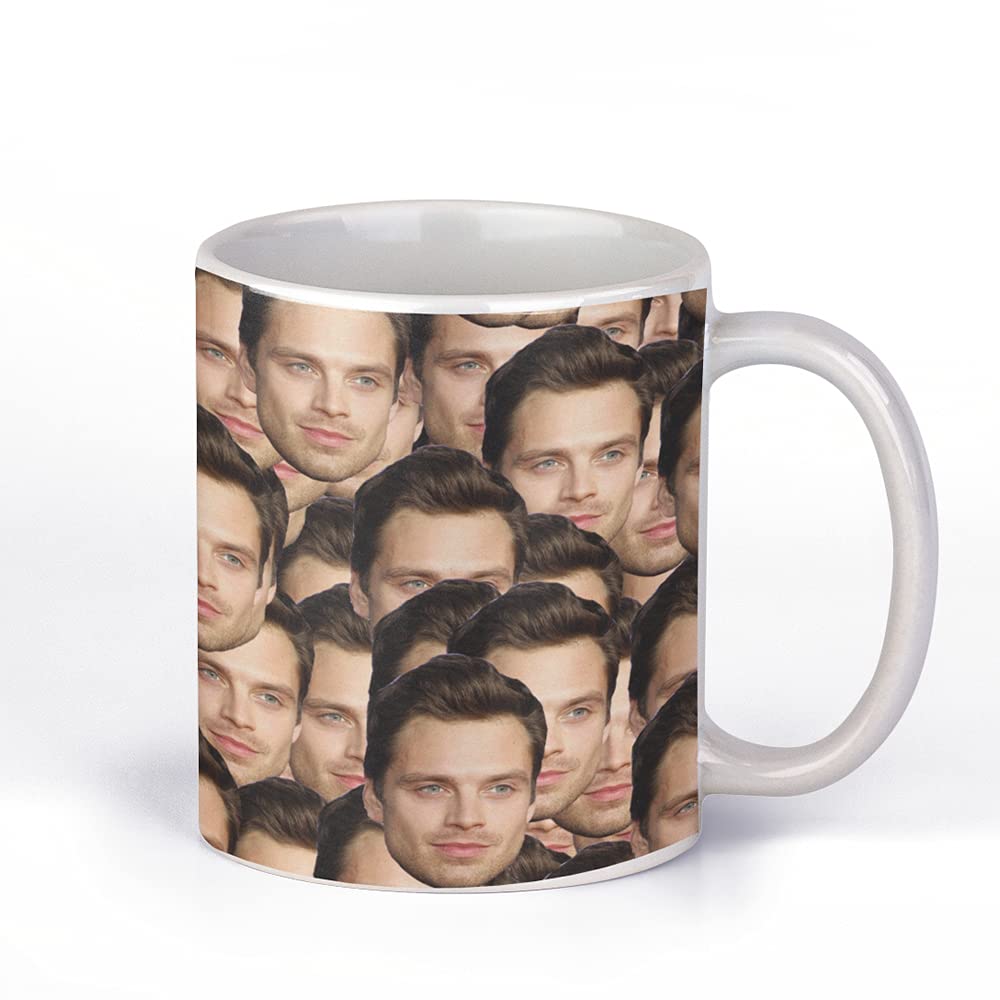 Sebastian Stan Mug 11oz White Ceramic Coffee Cup With Sebastian Stan Collage