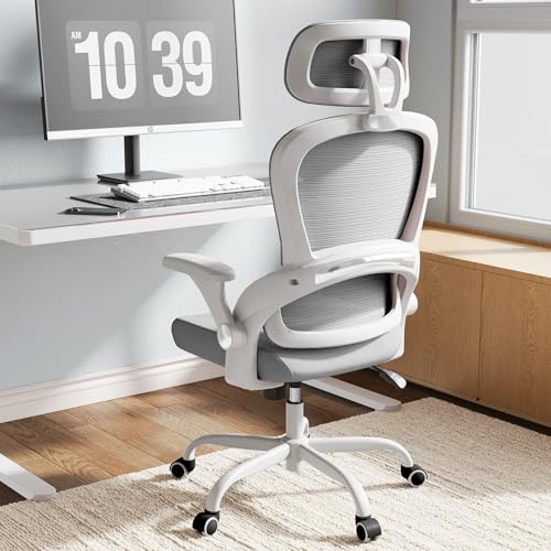 Image of TRALT Ergonomic Office Chair, Desk Chair with Adjustable Headrest, Height-Adjustable Office Chair, Office Chair, Ergonomic Desk Chair, Gaming Chair, 150 kg for Long Time, Grey
