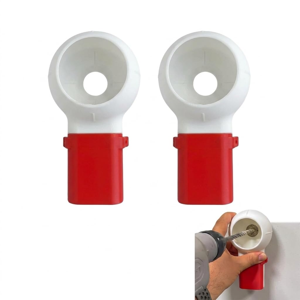 Drill Dust Collector 5x12cm PLA Red and White 2 Packs Catcher Guide
