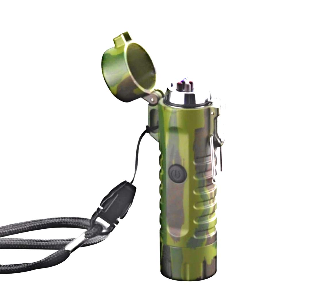 Waterproof, Dual Arc Plasma Lighter Flashlight Combo (Camo)
