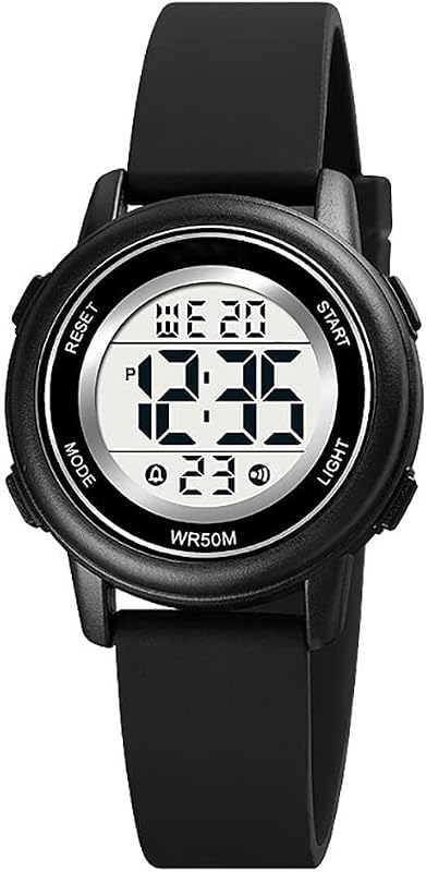 Womens Digital Watches LED Screen Silicone Strap Watch Military Multifunction Waterproof Alarm Stopwatch LED Backlight Outdoor Sports Watch